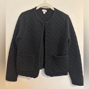 J. Crew Black Quilted Collarless Jacket